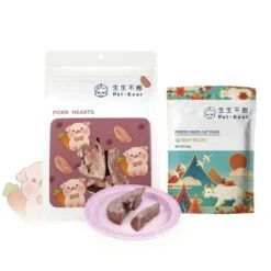 PET-EVER Freeze Dried Cat And Dog Treats Single Ingredient Human Grade Freeze Dried Raw Pork Heart-Rich Taurine Vb Cu,Maintain The Heart,Hair&Skin Care+Cat Food Tasting Pack