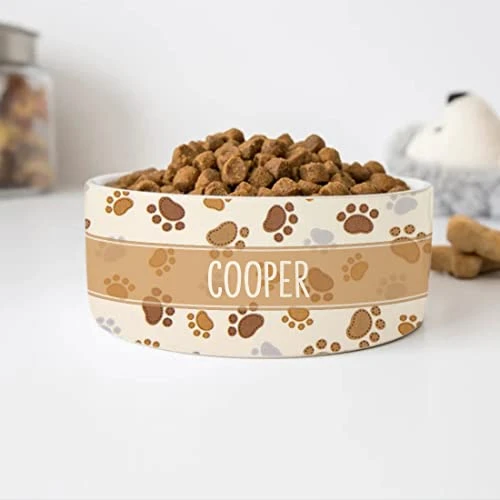GENERIC Personalized Brown Dog Footprint Pattern Bowl, Dog's Name Bowl, Gift For Dog, Ceramic Pet Bowl Available In 2 Sizes 3 GENERIC Personalized Brown Dog Footprint Pattern Bowl, Dog's Name Bowl, Gift For Dog, Ceramic Pet Bowl Available In 2 Sizes