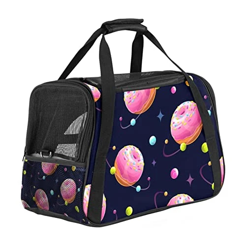 Pet Carrier Cartoon Donuts Food Plants Pattern Soft-Sided Pet Travel Carriers For Cats,Dogs Puppy Comfort Portable Foldable Pet Bag Airline Approved 3 Pet Carrier Cartoon Donuts Food Plants Pattern Soft-Sided Pet Travel Carriers For Cats,Dogs Puppy Comfort Portable Foldable Pet Bag Airline Approved