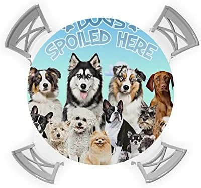 Aomike Round Fitted Tablecloth, Dogs Spoiled HERE Different Kinds Of Dogs With Blue Sky Elastic Edge Tablecloth Waterproof Wipeable Table Cover For Dinning Fits Tables Up To 55" - 60" 9 Aomike Round Fitted Tablecloth, Dogs Spoiled HERE Different Kinds Of Dogs With Blue Sky Elastic Edge Tablecloth Waterproof Wipeable Table Cover For Dinning Fits Tables Up To 55" - 60" - Image 7
