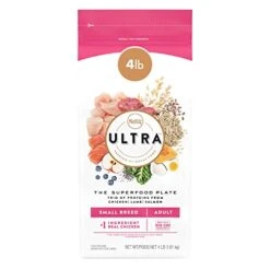 NUTRO ULTRA Adult Small Breed High Protein Natural Dry Dog Food With A Trio Of Proteins From Chicken, Lamb And Salmon, 4 Lb. Bag