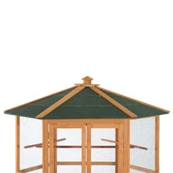 ACQUIRE Large Wooden Aviary Flight Bird Cage With Covered Roof Outdoor Wood Aviary Hexagonal Bird Cage -Zoo Shop 41lgKznvxTL