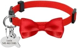 Breakaway Cat Dog Collar Quick Release Safety Kitten Cats Collar With Engraved Fish ID Tag Name Bowknot With Bell Hot Pink XS -Zoo Shop 41mK8RHPfyL. AC