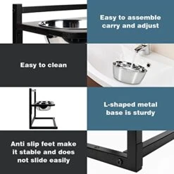 Emfogo Dog Food Bowls Raised Dog Bowl Stand Feeder Adjustable Elevated 3 Heights 5in 9in 13in With Stainless Steel Food Elevated Dog Bowls For Large Dogs And Cats 16.5x16 Inch,Patented 16 Emfogo Dog Food Bowls Raised Dog Bowl Stand Feeder Adjustable Elevated 3 Heights 5in 9in 13in With Stainless Steel Food Elevated Dog Bowls For Large Dogs And Cats 16.5x16 Inch,Patented -Zoo Shop 41mO9a2z42L