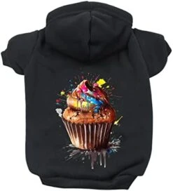 GENERIC Cupcake Dog Hoodie - Food Dog Coat - Printed Dog Clothing - Black, S -Zoo Shop 41mXsOfHf9L. AC 3