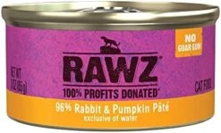 Rawz Natural Premium Pate Canned Cat Wet Food - Made With Real Meat Ingredients No BPA Or Gums -3 Oz Cans (Case Pack Of 18) (Rabbit&Pumpkin) -Zoo Shop 41mvidvYpVL. AC