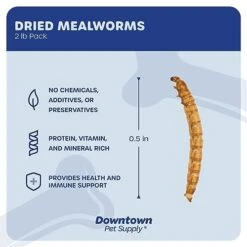 Downtown Pet Supply 2 LB Dried Mealworms For Wild Birds, Poultry, Reptiles, And Small Mammals Rich In Vitamin B12, B5, Protein, Fiber, Omega 3 Fatty Acids - Great As Mealworms For Chicken -Zoo Shop 41myOCGrkgL