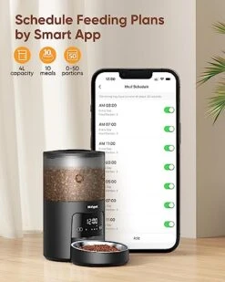 Molypet Automatic Cat Feeders - 5G WiFi Pet Feeder With APP Control, 4L Dry Food Dog Feeder With Low Food & Blockage Alarms, 1-10 Meals Per Day, Up To 10s Meal Call For Pets -Zoo Shop 41n8QB0bNjL