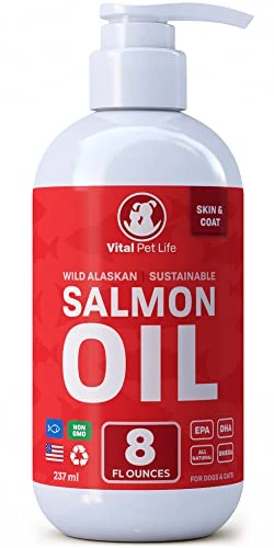Salmon Oil For Dogs & Cats - Healthy Skin & Coat, Fish Oil, Omega 3 EPA DHA, Liquid Food Supplement For Pets, All Natural, Supports Joint & Bone Health, Natural Allergy & Inflammation Defense, 8 Oz 3 Salmon Oil For Dogs & Cats - Healthy Skin & Coat, Fish Oil, Omega 3 EPA DHA, Liquid Food Supplement For Pets, All Natural, Supports Joint & Bone Health, Natural Allergy & Inflammation Defense, 8 Oz