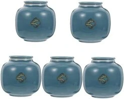 HOMSFOU 5 Pcs Urn Tea Decoration Storage Containers Small Storage Container Round Container With Lid Small Ceramics Urn Pet Memorial Pet Cremation Urns Ceramics Blue Cat Ash Urn Mini -Zoo Shop 41nEjGpOUKL. AC