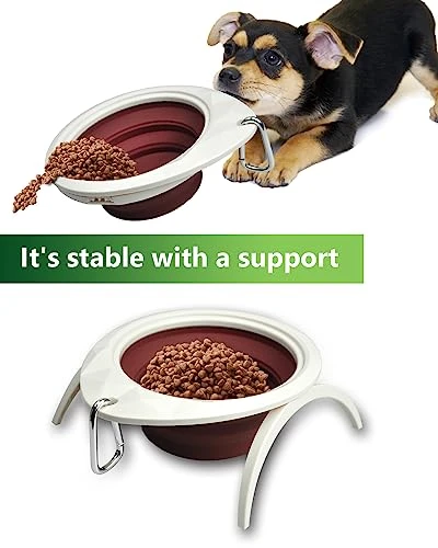 Collapsible Dog Bowl With Stand, Portable Foldable Food Dishes With Carabiner Clip, Pet Bowl With A Support, Travel Dog Cat Water Bowl (Pink) 6 Collapsible Dog Bowl With Stand, Portable Foldable Food Dishes With Carabiner Clip, Pet Bowl With A Support, Travel Dog Cat Water Bowl (Pink) - Image 4