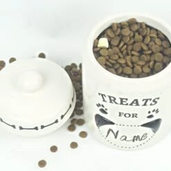 EassyHoo Airtight Dog Treat Container, Ceramic Dog Treat Jar With Lid, 4.2" Round X 6.5" Tall White Dog Treat Canister, Large Dog Cookie Jar For Dogs, Pet Treat Container Airtight, Dog Treat Jars For Pets -Zoo Shop 41njKe5Jg9L