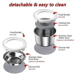 Mdupw Dog Food Bowl & Water Bowl Set, No Spill Water Bowl For Indoor Dogs And Cats, Spill Proof Pet Food Stainless Steel Bowl, Mess Proof Pet Water And Food Feeder -Zoo Shop 41nkYy0Mq3L