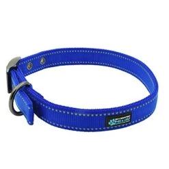Max And Neo MAX Reflective Metal Buckle Dog Collar - We Donate A Collar To A Dog Rescue For Every Collar Sold (Medium, Blue)