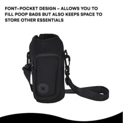 Black Rhino Dog Poop Bag Holders For Leashes - Pets Leash Attachment - Dog Waste Bag Dispensers - Lightweight Fabric With Doggie Treat Holder - Makes A Great Walking, Running, Or Hiking Accessory