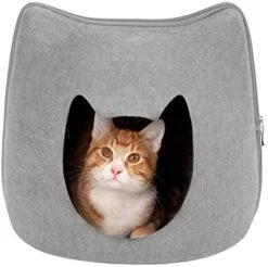 Furhaven Pet House For Indoor Cats & Medium/Small Dogs, Collapsible & Foldable W/ Plush Ball Toy - Living Room Ottoman Cat Condo - Coconut Brown, Large -Zoo Shop 41oNyjncCL. AC