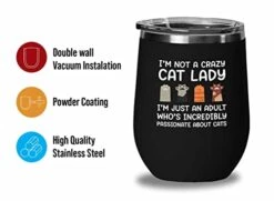 Flairy Land Cat Lady Black Wine Tumbler 12oz - Passionate About Cats -Cat Funny Gifts Cat Mom Cat Grandma Pet Paw Kitten Whiskers Cat Lovers Feline Cat Person Cat Rescuer -Zoo Shop 41oZk4psQxL