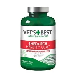 Vet's Best Healthy Coat Shed & Itch Relief Dog Supplements | Relieve Dogs Skin Irritation And Shedding Due To Seasonal Allergies Or Dermatitis | 150 Chewable Tablets, White, 150 Count (Pack Of 1)