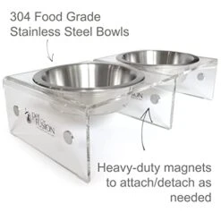 PetFusion Elevated Dog Bowls, Cat Bowls |Innovative Raised Pet Feeder With Embedded Magnets, Attach, Detach, Add On, Mix & Match |Short 4' & Tall 9' Elevated Feeder, Singles Or Pairs |12 Month Warr -Zoo Shop 41ogjsYehbL