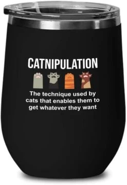Flairy Land Cat Lady Black Wine Tumbler 12oz - Catnipulation Defiition -Cat Funny Gifts Cat Mom Cat Grandma Pet Paw Kitten Whiskers Cat Lovers Feline Cat Person Cat Rescuer -Zoo Shop 41omYU2i6OL. AC