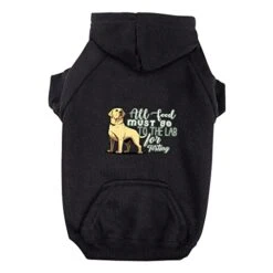 GENERIC All Food Must Go To The Lab For Testing Dog Hoodie With Pocket - Funny Quote Dog Coat - Cool Design Dog Clothing - Black, 2XL