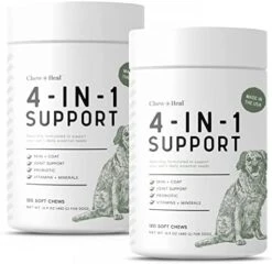 Chew + Heal All In 1 Dog Vitamin - 120 Soft Chew Treats - Chewable Multivitamin With Probiotics, Digestive Enzymes, For Skin And Coat, Hip And Joint Support - With Omega, Calcium - Made In The USA -Zoo Shop 41p88ak54bL. AC