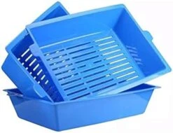 YangYan 3Pcs Cat Potty Semi-Closed Splash Cat Toilet Litter Box Plastic Potty Set Pet Supplies 3 Interlocking Tray Easy To Use (Color : Blue, Size : M) -Zoo Shop 41p8Gs tQL. AC