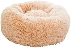 YangYan Super Soft Pet Bed Kennel Dog Round Cat Winter Warm Sleeping Bag Long Plush Puppy Cushion Mat Portable Cat Supplies 46/50/60cm (Color : White Brown, Size : 35cm) -Zoo Shop 41pBBxsTq0L. AC