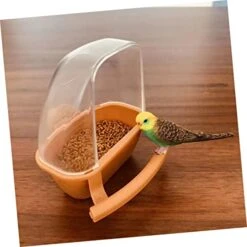 EVANEM Bird Food Box Clear Bird Feeder Bird Cages For Cockatiels Bird Cage Feeder Bird Coop Cup Bird Cage Bowl Parrot Feeder With Perch Bird Feeder With Stand Parrot Food Feeder Pet 2pcs -Zoo Shop 41qME5zGi9L