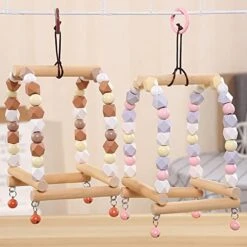 JYDQM 1PC Natural Wooden Parrots Toy Hanging Swing Perch Birds Colorful Wooden Beads Bird Supplies Parrot CageToys (Color : B) -Zoo Shop 41qQdCGzxjL