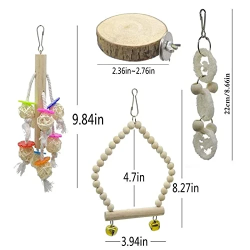 JYDQM 8 Pcs/Set Bird Parrot Swing Toys Chewing Standing Hanging Perch Hammock Bird Cage For Budgerigar Parakeet Conure 4 JYDQM 8 Pcs/Set Bird Parrot Swing Toys Chewing Standing Hanging Perch Hammock Bird Cage For Budgerigar Parakeet Conure - Image 2