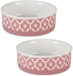 Bone Dry Lattice Pet Bowl, Removable Silicone Ring Creates Non-Slip Bottom For Secure Feeding & Less Mess, Microwave & Dishwasher Safe, Medium Set, 6x2", Gray, 2 Count -Zoo Shop 41qbT4JeOsL. AC 1