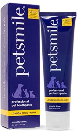 Petsmile Professional Pet Toothpaste | Cat & Dog Dental Care | Controls Plaque, Tartar, & Bad Breath | Only VOHC Accepted Toothpaste | Teeth Cleaning Pet Supplies (London Broil, 4.2 Oz)