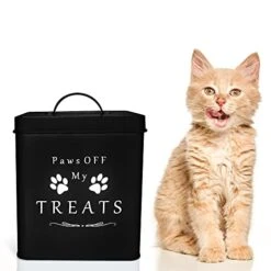 Meraki Home Farmhouse Cat Food Bin & Treats Container -Lateral Handles And Tight Lids -Feed Scoop - Premium Glossy Red Pet Food Bowl - Large Metal Storage Bin - Great Gift For Cute Pets - Matte Black -Zoo Shop 41qdrXQUzyL