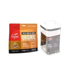 ORIJEN Freeze Dried Cat Treats, Original And OXO Good Grips Pet POP Container – 1.1 Qt