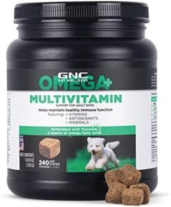 GNC Pets Omega Skin & Coat Dog Supplements For Adult Dogs With Omega Fatty Acids & Flaxseed, 120 Ct| Chicken Flavored Soft Chews For Dogs Skin & Coats With Salmon Oil And Vitamin E (FF15440) -Zoo Shop 41qv3d1sMwL. AC