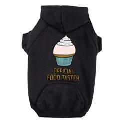 GENERIC Official Food Taster Dog Hoodie With Pocket - Graphic Dog Coat - Art Dog Clothing - Black, 2XL