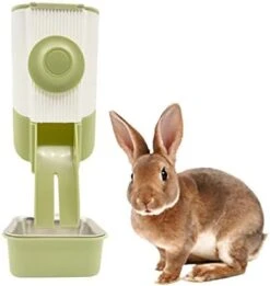 MUYG Rabbit Hanging Automatic Feeder Pets Food Bowl For Cages Pet Cage Gravity Feeder Bunny Removable​ Food Dispense For Small Animals Puppies Chinchilla (Green) -Zoo Shop 41rW4JDkS1L. AC