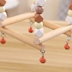 JYDQM 1PC Natural Wooden Parrots Toy Hanging Swing Perch Birds Colorful Wooden Beads Bird Supplies Parrot CageToys (Color : B) -Zoo Shop 41ryCKJK5WL