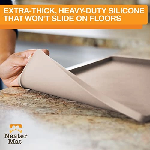 Neater Pet Brands Neater Mat - Waterproof Silicone Pet Bowls Mat - Protect Floors From Food & Water (19" X 12", Cappuccino) 6 Neater Pet Brands Neater Mat - Waterproof Silicone Pet Bowls Mat - Protect Floors From Food & Water (19" X 12", Cappuccino) - Image 4