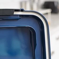 IRIS USA 3-Piece 42 Lbs / 57.5 Qt WeatherPro Airtight Pet Food Storage Container Combo With Scoop And Treat Box For Dog Cat And Bird Food, Stackable, Keep Pests Out, Translucent Body, BPA Free, Navy -Zoo Shop 41s3kEMteLL