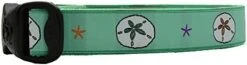 3 Dirty Dawgz Adjustable 1" Summer Beach Sand Dollar And Starfish Dog Collars For Medium Large And X-Large Dogs (Medium 14"- 22" Neck)