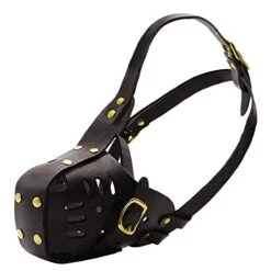 PET ARTIST Genuine Leather French Bulldog Dog Muzzle Adjustable For Medium And Big Pitbulls German Shepherd Dog Brown