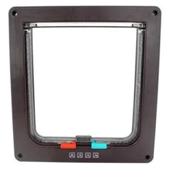 XIAOYU Interior 4 Ways Locking Cat Dog Door & Flaps, Brown, Large