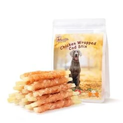Pawmate Chicken Wrapped Cod Sticks Dog Treats, Grain Rawhide Free All Natural Healthy Chewy Snacks For Small Medium Large Dogs 10.58OZ -Zoo Shop 41sE3jMW2eL