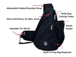 Talk To The Paw Dog Walking Bag - Training Treat Pouch - Poop Bag Dispenser - Dog Treat Bag With Hands Free Leash (Black) -Zoo Shop 41sSHn0FseL