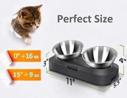 AYADA Raised Cat Food Bowl Set, Stainless Steel Cat Dish For Food Water Anti Vomiting Elevated With Stand Ergonomic Lifted Slanted Tilted 15 Angle Metal Double Kitty Kitten Wet Food Bowl 2 Pet Bowl -Zoo Shop 41saF2kbKjL