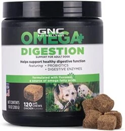 GNC Pets Omega Skin & Coat Dog Supplements For Adult Dogs With Omega Fatty Acids & Flaxseed, 120 Ct| Chicken Flavored Soft Chews For Dogs Skin & Coats With Salmon Oil And Vitamin E (FF15440) -Zoo Shop 41siRxOREL. AC