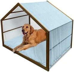 Ambesonne Banana Wooden Dog House, Graphic Illustration Of Tropical Fruit Ripe And Healthy Exotic Food, Indoor & Outdoor Portable Dog Kennel With Pillow And Cover, X-Large, Pale Green Yellow -Zoo Shop 41sqXB39qvL. AC