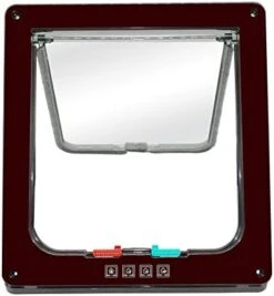 4 Ways Lockable Dog Cat Kitten Door Security Flap Door Small Animal Puppy Kitten Gate Pet Supplies Brown White -Zoo Shop 41t0xA52bpL. AC 1